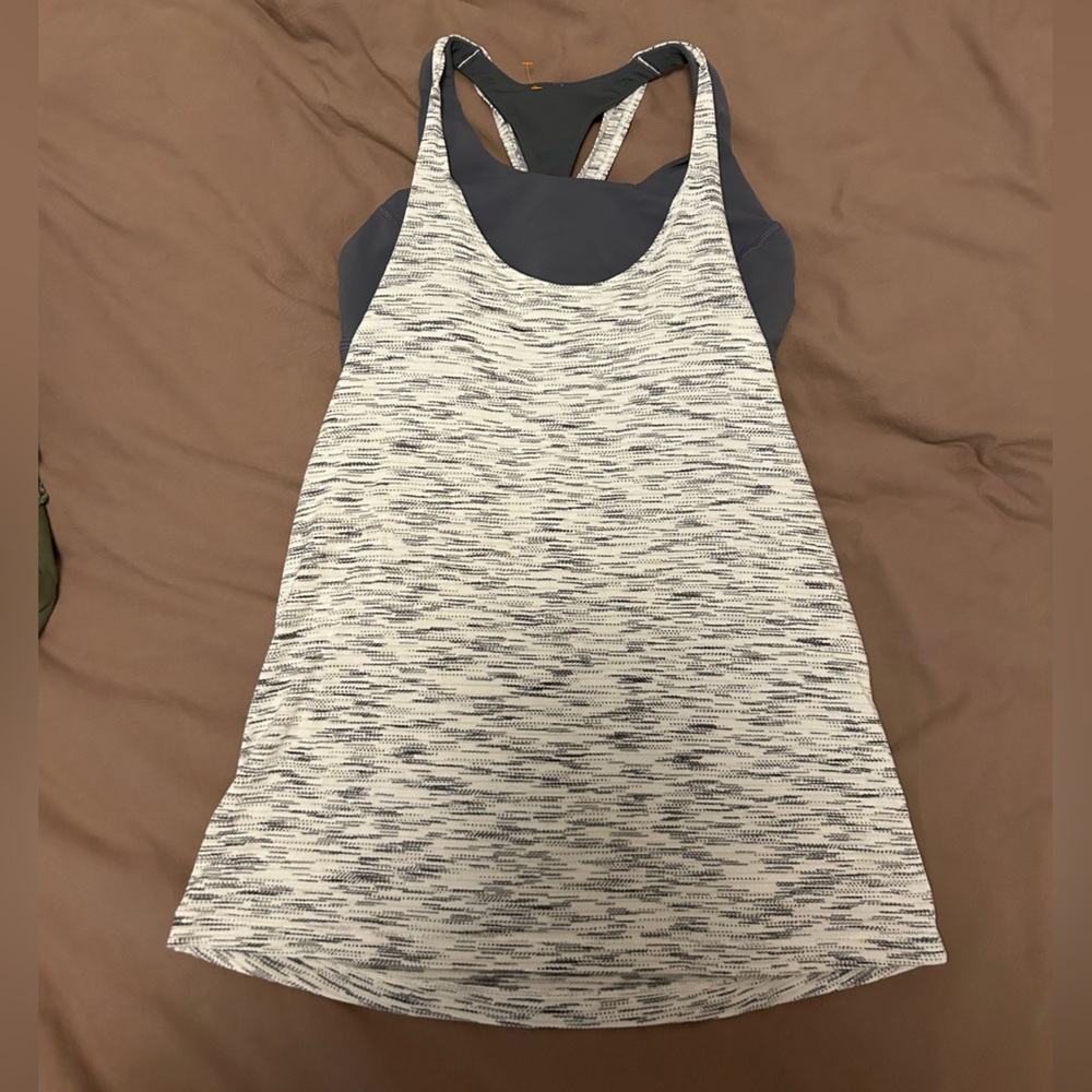 🍋Lululemon Gray and White Racerback Tank Top